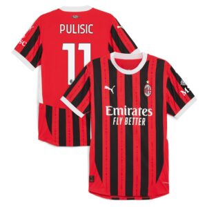 AC Milan Home Authentic Shirt 2024-25 with Pulisic 11 printing