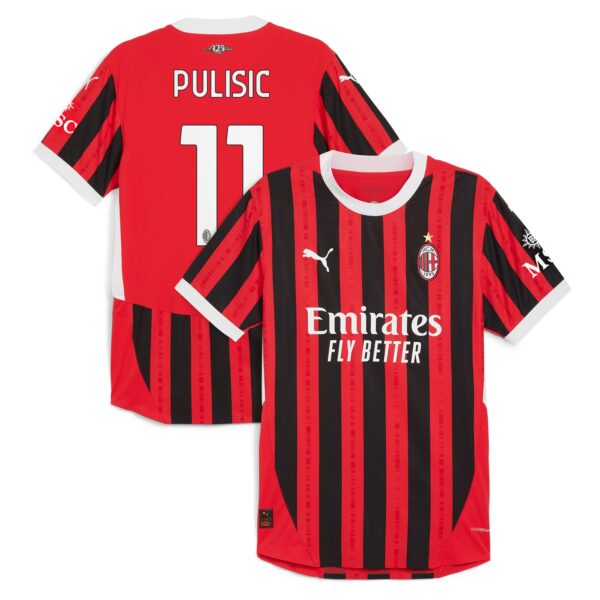 AC Milan Home Authentic Shirt 2024-25 with Pulisic 11 printing